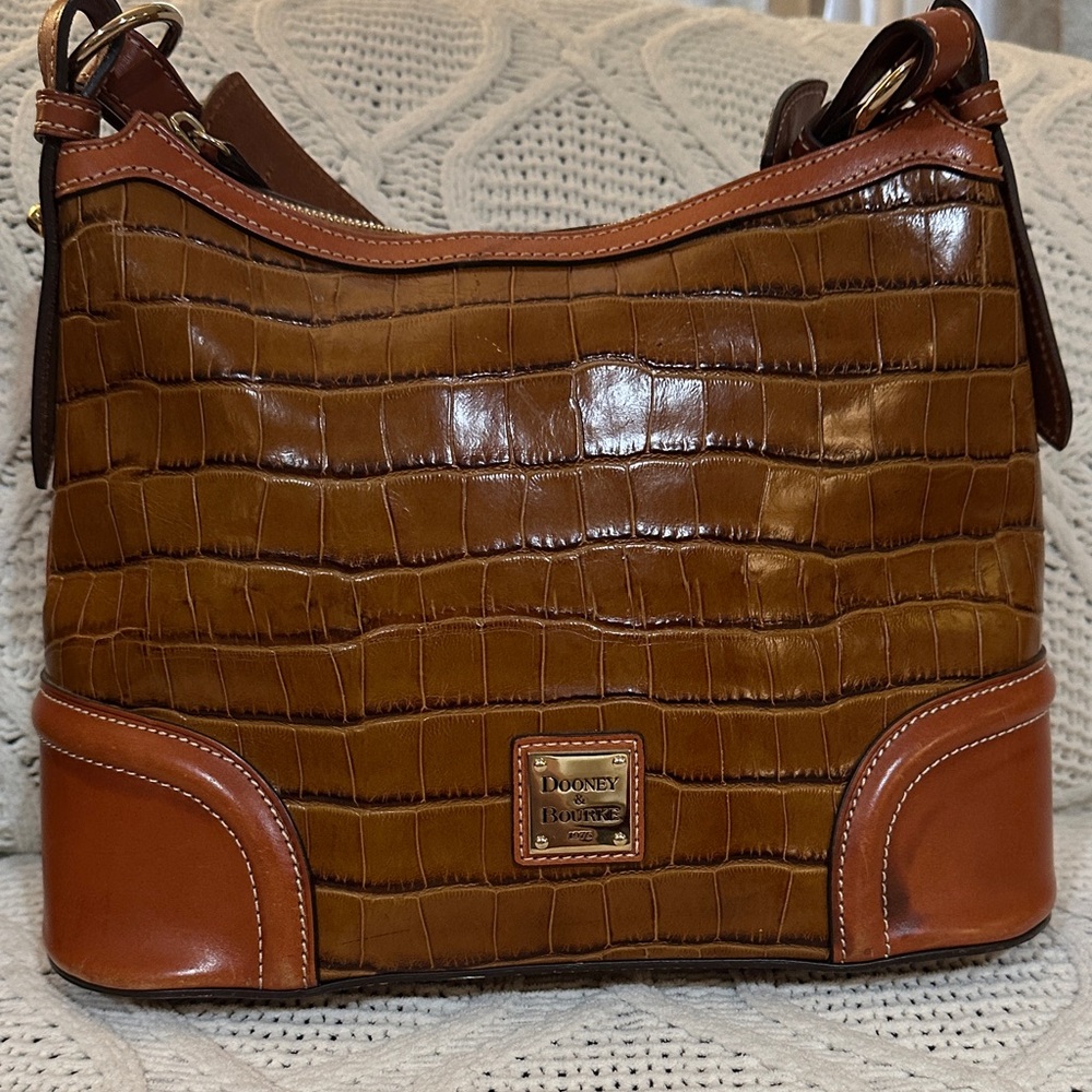 Dooney & Bourke Tan Croc-Embossed Shoulder Bag